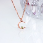 《夜桜と月》新色 ALL 14k pink gold filled ✳︎月と星と天然石　ネックレス＊ 槌目 模様 ✳︎夜空　桜