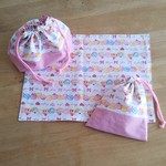 【1点限り】マカロンスイーツ⋈♡*｡ﾟコップ袋＆お弁当袋&ランチョマットセット