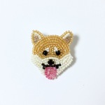 柴犬さんのブローチ　ビーズ刺繍