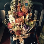 孔雀フェザー ボタニカルbouquet スワッグ