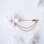 Everpink Sakura. 本物のお花　桜のチェーン付きハットピン/ブローチ/コサージュ/ピンブローチ　ソメイヨシノ　プリザーブドフラワー