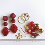 //パーツ アソート// レッド系 ハンドメイド パーツ ビーズ アクリル 素材 ピアス イヤリング ゴールド a-124