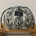 しじみ巾着 M 北欧柄 グレーフラワー