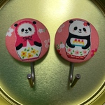 くるみボタンマグネットフック　パンダ柄