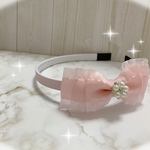 キッズ　カチューシャ　リボン　ピンク