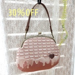【30％OFFセール】長財布が入る がま口バッグ とろけるいちごチョコレート