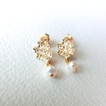 スプリングフラワーピアス*淡水パール