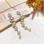 再販／大ぶり ロングパールピアス 大ぶりパール パールピアス ロングピアス 樹脂 アレルギー対応 結婚式 ウェディング 入学式 パーティー フォーマル 上品  ロングパール つぶつぶパール