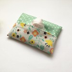 【再販】ミニ＊水玉ミント 北欧 花柄 裏地つき ポケットティッシュケース