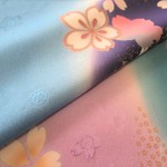 水色 京友禅 金彩桜模様 正絹 丹後ちりめん 右袖後ろ部分 No.104-4【75cm×39cm】振袖の解き 和布 生地 はぎれ リメイク素材 silk100%