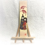 【切り絵】ひな祭り  扇子舞うお雛様とお内裏様 色紙