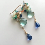 14kgf グリーンフローライトとカイヤナイト ピアス/イヤリング Dressy