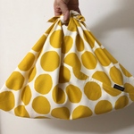 あずま袋(大)＊ペインティングドット×イエロー＊お買い物や旅行にも
