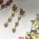 値下げしました❣️ねじねじパーツと粒選り淡水パール チタンポスト ピアス