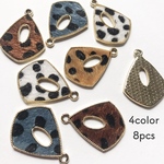 【送料無料】ヒョウ柄チャーム4colorセット8pcs