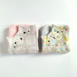 6重ガーゼ*はんかちねこさん(2枚セット)22×22㎝     ライトグレーと スモーキーライトピンク