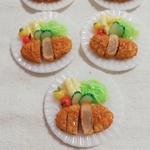 【再販】とんかつ☆プレート　樹脂粘土　ミニチュアフード