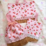 さくらんぼ バスケット♡ふりふり レッスンバッグ 3点セット*上履き入れ お着替え袋  入園グッズ・入学グッズ 女の子