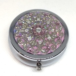 透かしパーツの鏡付きピルケース lace flower mauve