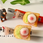 目玉焼きトースト　タピオカミルクティー　シャープペンシル　ミニチュアパン