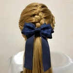 プリンセス風大人可愛い揺れヘアリボン ポニーフック10 ネイビー×レース