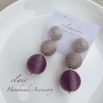 【clair】ピンク パープル の ボンボンピアス イヤリング