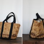 【ちょこ様オーダー品】バスケット柄▼ふかふか丸底のトートバッグ▼