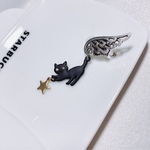  黒猫 天使の翼イヤーカフ  
