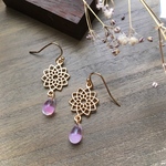 チェコビーズのフラワーピアス