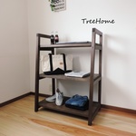 『Dekkora-ラック』　カフェ風　シェルフ　ラダー　ラック　ディスプレイ棚　木製ワゴン　古色ブラウン