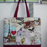 USA生地　パリ柄のトートバッグ