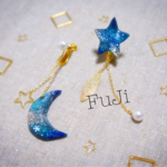 お月様とお星様のイヤリング