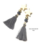 4pcs★white star turquoise tassel・charcoal