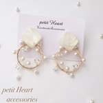 2way♡ スノーホワイトイヤリング(ピアス)♡ 冬 ホワイト 結婚式 お呼ばれ ウェディング ブライダル パーティー クリスマス プレゼント ギフト