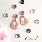 フラワーガラスカボション×桜色しずくピアス／イヤリング