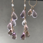 雨降りアメトリン　ピアス／イヤリングチャーム  とネックレストップ　14kgf 