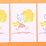 🐱猫のポストカード〜「猫とミモザの花束/3枚入り1セット」