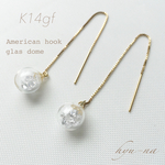 ＊K14gf＊ ガラスドームピアス＊cz＊