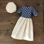 リカちゃん服　ドットのワンピースコーデ