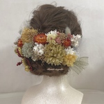 【再販】khaki orange gold tulle ribbon ヘッドドレス