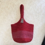 s様オーダー品k-163 濃いビンクボーダー・赤ワンショルダー麻ひもバ