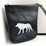  ■オオカミ レザーショルダーバック■black×silver
