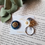 【再販10】marble navy ボタンピアス イヤリング