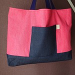 赤×紺デニムレッスンバッグ