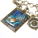 ☆宇宙塗りレジン：絵画　「宇宙」～バッグチャーム～