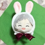 【受注生産】もちもちマスコット用着ぐるみ・うさちゃん(白×ボルドーリボン) うさぎ きぐるみ