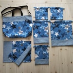 usako06-12様専用♪入園入学7点セット♪デニムパッチ星柄♪レッスンバッグとシューズバッグ♪男の子