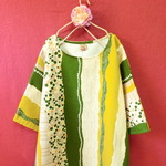 ◆SALE◆北欧調のレトロ ゆったりワンピース　緑mix 