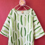 【sadamitu様オーダー】北欧調いんげん豆 ゆったりワンピース　 緑