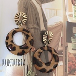 RUKIRIRIA #417 ゴールド×レオパードピアス  大ぶりピアス  
